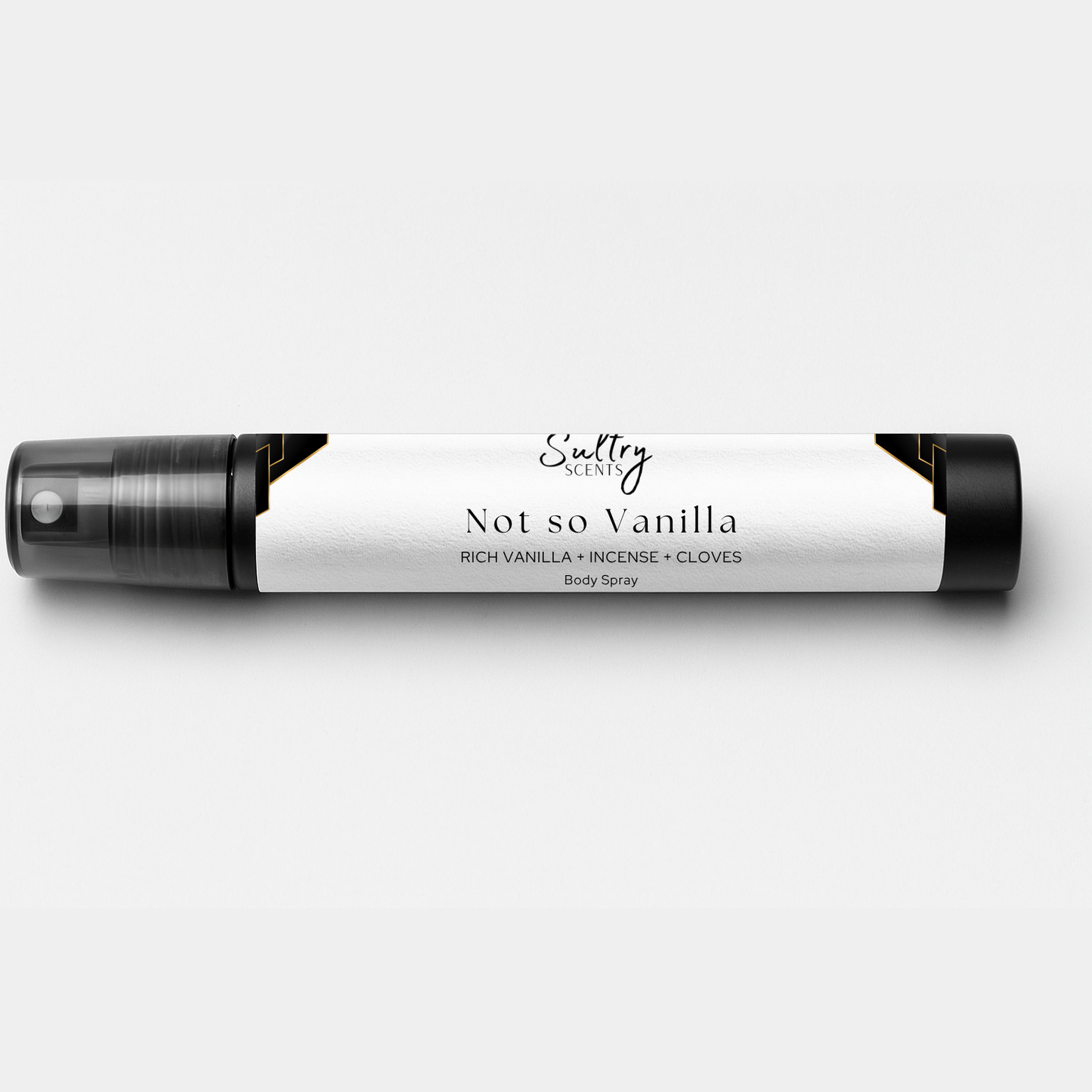 Vanille 44 dupe body spray in 10ml black spray bottle with white label