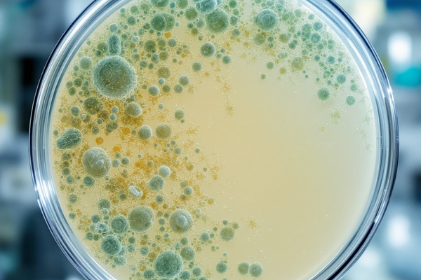 Close-up of mold growth in a petri dish illustrating risks of preservative-free beauty products