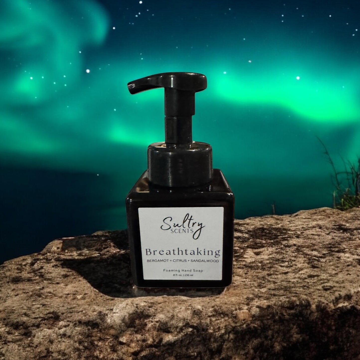 Breathtaking foaming hand soap in a sleek, unique soap dispenser, offering luxurious lather and refreshing scent for daily use | Sultry Scents