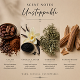 Scent notes for Burberry Goddess roll on perfume dupe featuring cacao, vanilla caviar, oakmoss and sandalwood