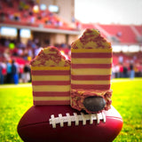 Chiefs Tight End soap inspired by Louis Vuitton  Meteore with vibrant yellow and red stripes