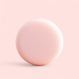 Sultry Scents pale pink round Sulfate free clarifying Solid Shampoo Bar on soft pink background