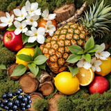 Vibrant arrangement of fruits and flowers showcasing the freshness of Creed Aventus inspired body spray