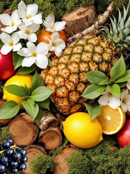 Vibrant arrangement of fruits and flowers showcasing the freshness of Creed Aventus inspired body spray