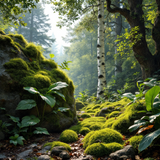Creed Aventus inspired body spray in a natural forest setting with lush greenery