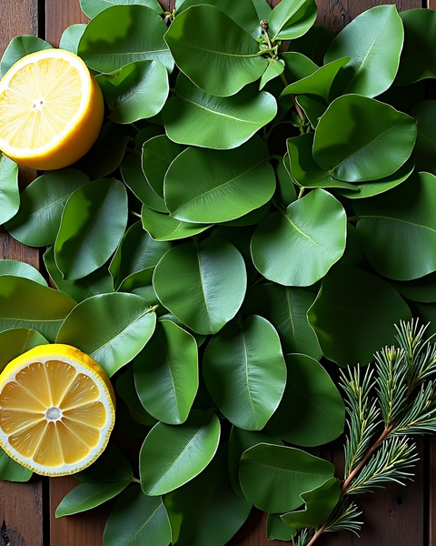 Enticed odor eliminating luxury room spray featuring fresh lemon and green leaves for a natural scent