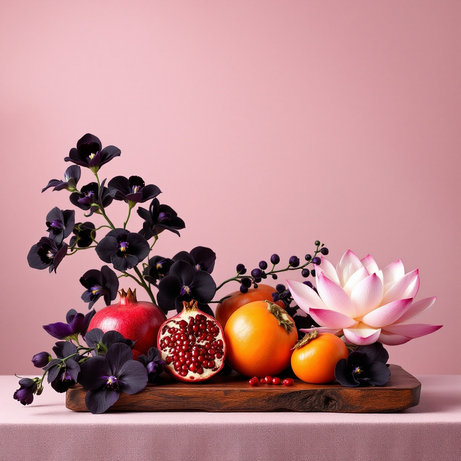 Euphoric roll on perfume inspired by CK Euphoria showcased with vibrant fruits and flowers