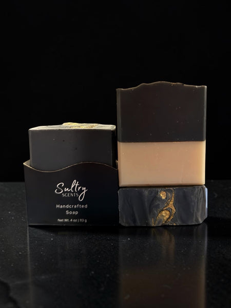Three pieces of Fresh scented luxury handmade soap by Sultry Scents in a stylish presentation box