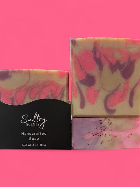 Goat Milk Soap inspired by CK Euphoria with vibrant swirls and a creamy texture for luxurious cleansing