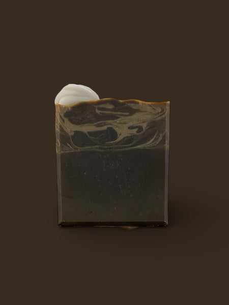 Handcrafted KC Roasterie coffee soap bar with rich swirls and creamy topping for coffee lovers