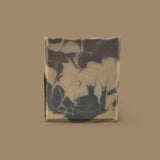 Smoky Vanilla woods soap bar with a marbled design featuring earthy tones and a natural look