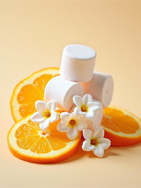 Love dont be shy dupe roll on perfume with fresh orange slices and white flowers for a citrus floral scent