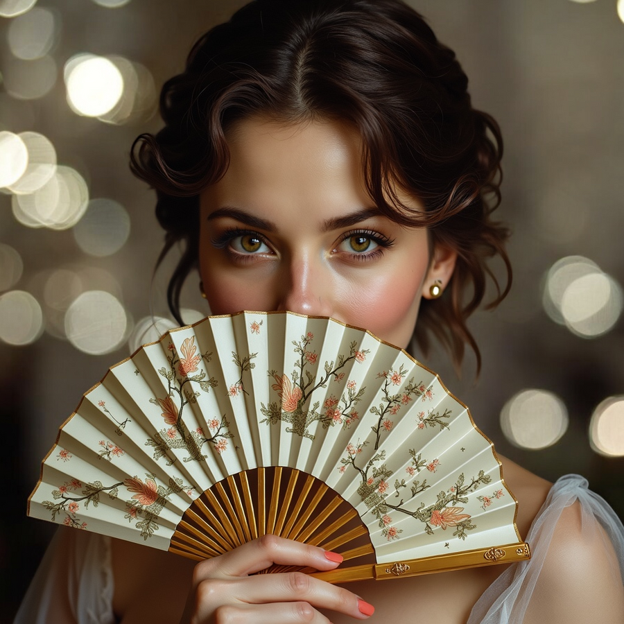 Sultry Scents Love dont be shy dupe roll on perfume held by woman with floral hand fan