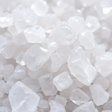 Close-up of coarse white salt crystals used in luxury salt bar soap by Sultry Scents