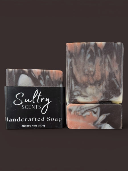 Sultry Scents Dark Rum inspired luxury soap bars with rich swirls of color for a premium bathing experience