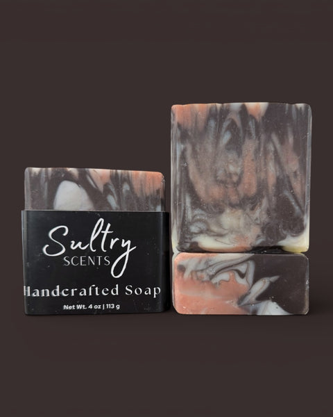 Sultry Scents Dark Rum inspired luxury soap bars with rich swirls of color for a premium bathing experience