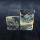 Mens soap inspired by YSL Myslf with black blue and cream swirl design by Sultry Scents