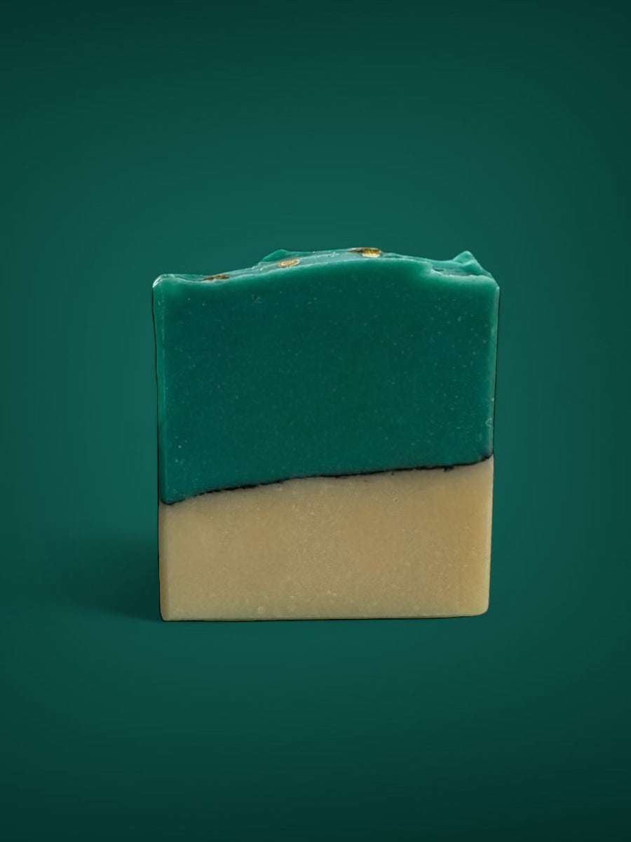 Missing Person inspired luxury handcrafted soap with green and beige layered design