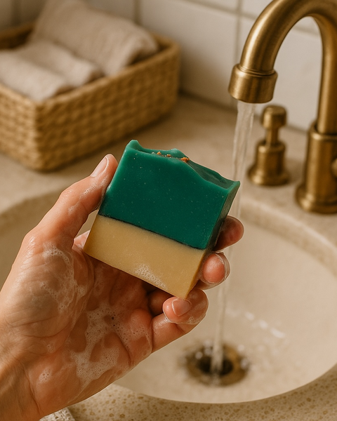 Luxury handcrafted soap inspired by Missing Person with vibrant colors for a refreshing cleanse
