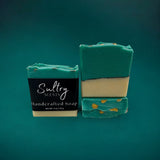 Missing Person inspired luxury handcrafted soap by Sultry Scents with a unique green and gold design