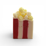 Novelty Popcorn Soap Bar designed to resemble a popcorn box with realistic popcorn topping