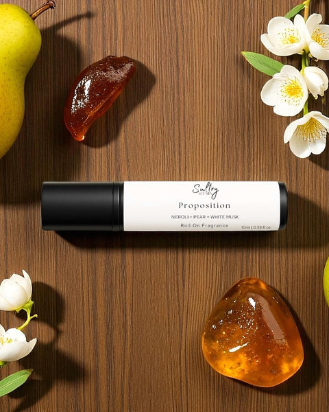 Sultry Scents roll on bottle with pears white blossoms and amber accents Perfume inspired by Prada Paradoxe