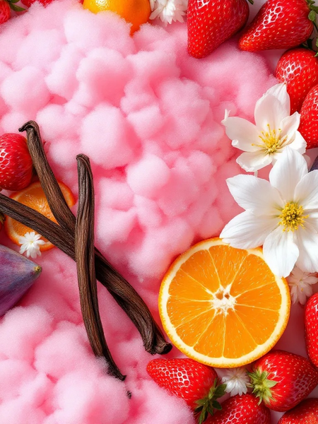 Pink Sugar inspired Roll On Perfume with fruity scents of strawberry, orange, and vanilla on a soft background