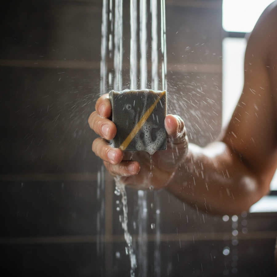Polished Gent is a Pegasus-inspired exfoliating soap for men, used during a refreshing shower