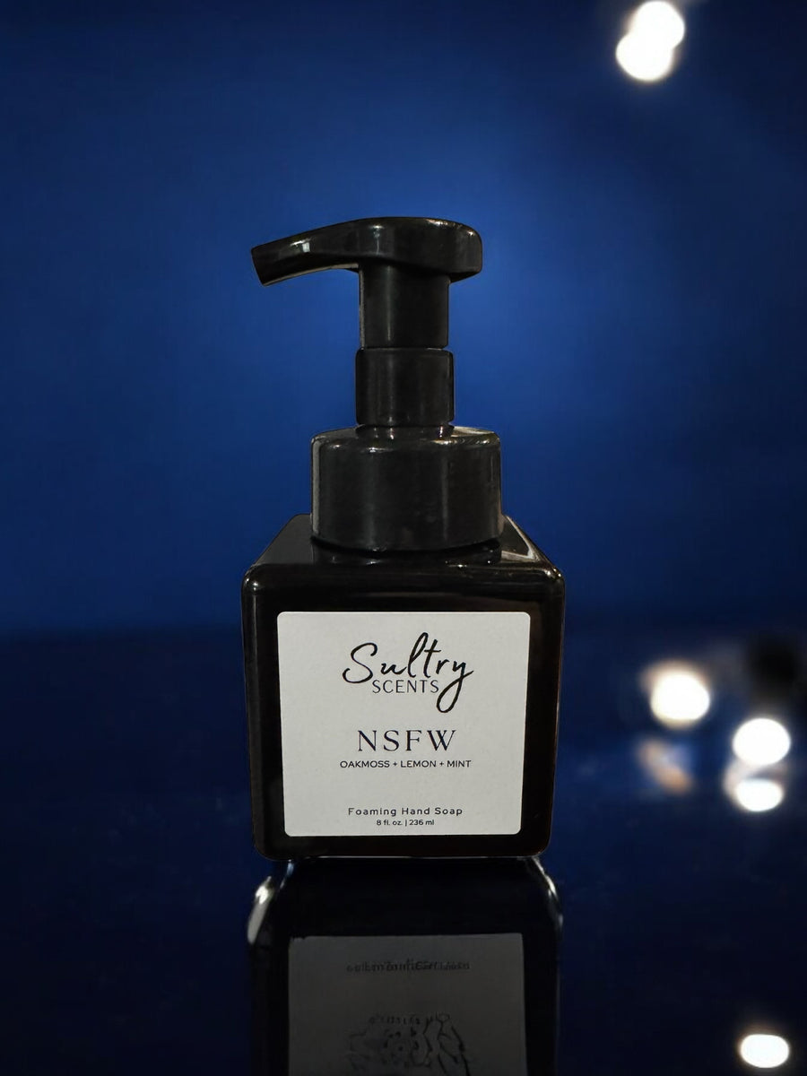 Sultry Scents Polo Sport inspired foaming hand soap in black pump bottle with fresh scent
