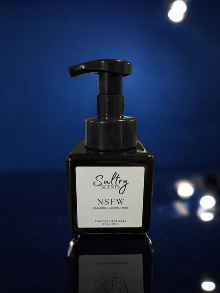 Sultry Scents Polo Sport inspired foaming hand soap in black pump bottle with fresh scent