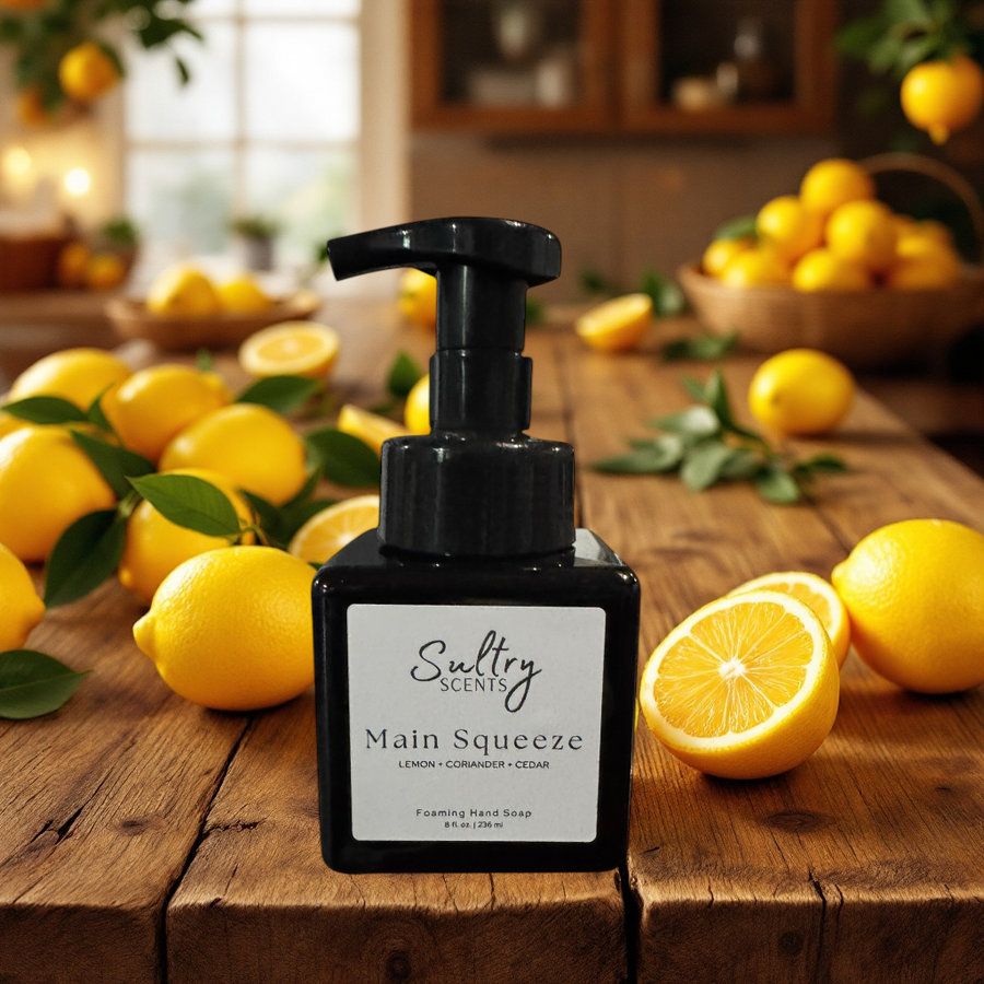 Replica Under the lemon tree inspired foaming hand soap by Sultry Scents with lemon and cedar scent