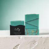 Santal 26 inspired Turquoise Soap Bar with geometric pattern design by Sultry Scents