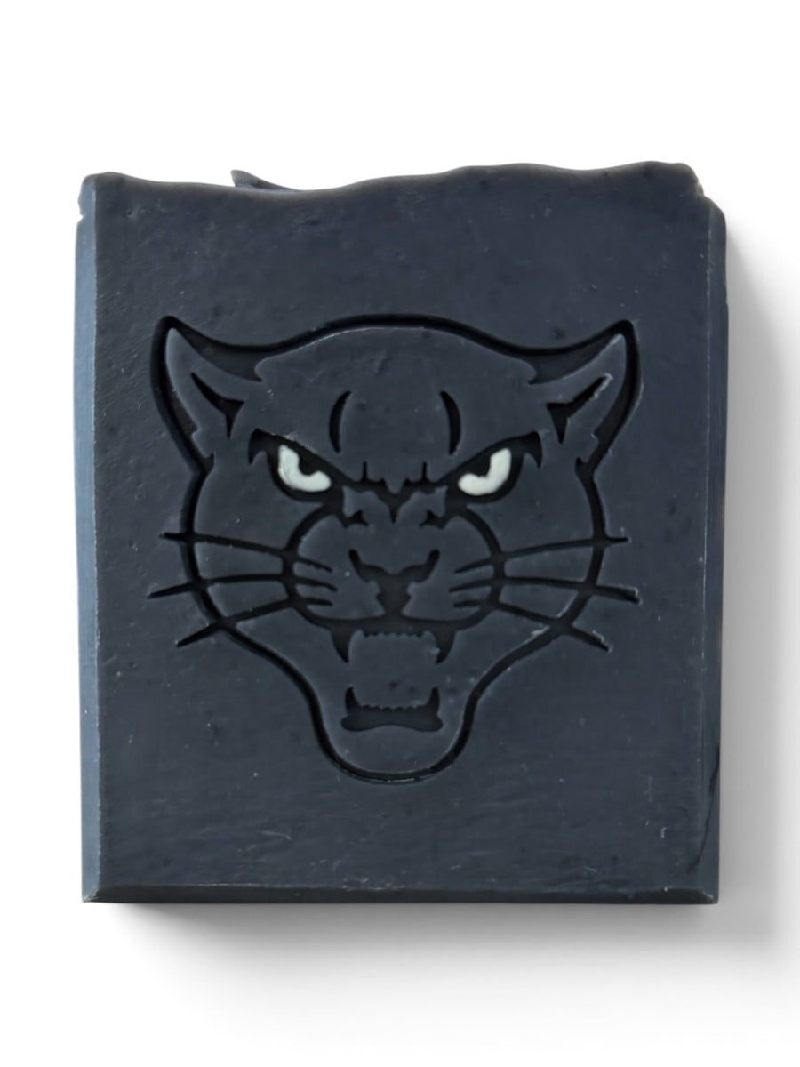 Charcoal Sultry Scents Sex Panther inspired soap with a panther design for a bold bathing experience