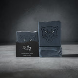 Sultry Scents Sex Panther inspired soap in sleek black packaging with a panther design