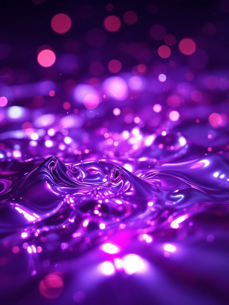 Abstract glowing purple liquid surface with bokeh lights representing Sultry Scents Huckleberry body spray