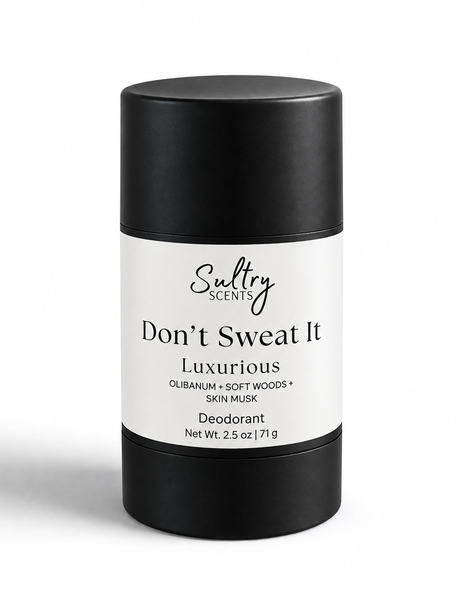 Sultry Scents Don't Sweat It Luxurious deodorant in a sleek black stick, aluminum free deodorant