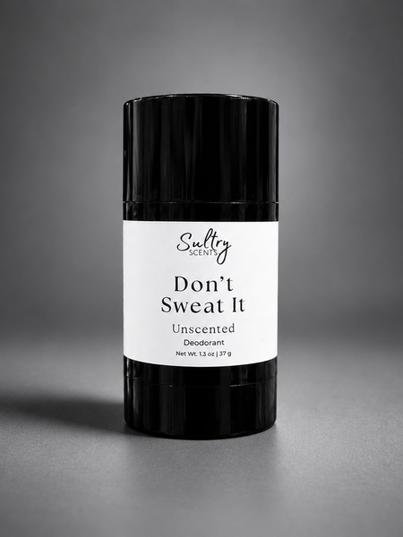 Sultry Scents Don't Sweat It Unscented Aluminum Free Deodorant in a sleek black stick