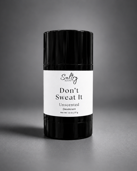 Sultry Scents Don't Sweat It Unscented Aluminum Free Deodorant in a sleek black stick