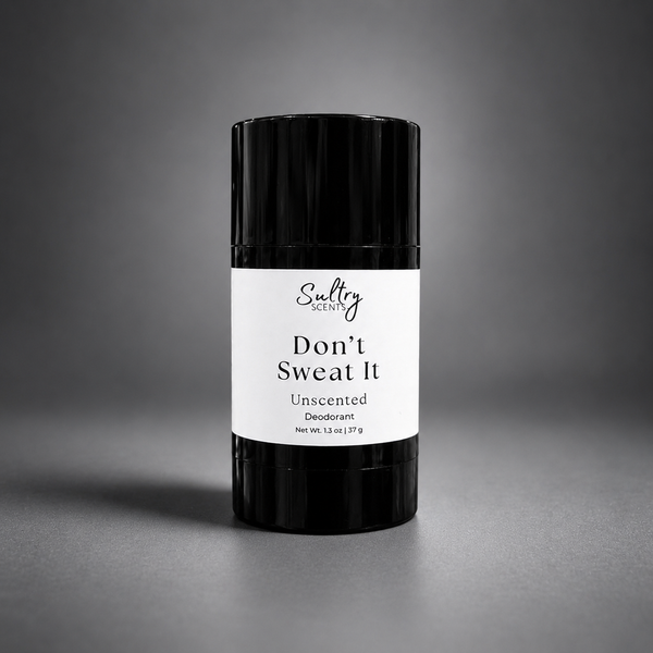 Sultry Scents Don't Sweat It Unscented Aluminum Free Deodorant in a sleek black stick