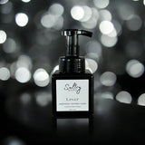 Sultry Scents Lover Baccarat Rouge dupe foaming hand soap in a black pump bottle with amberwood saffron cedar scent