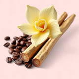 Black Opium inspired body spray fragrance notes shown as vanilla flower coffee beans and cinnamon sticks