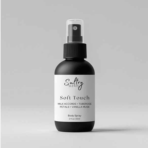 Sultry Scents Soft Touch Body Spray with Milk Accord and Tuberose, inspired by blanche bete inspired body spray