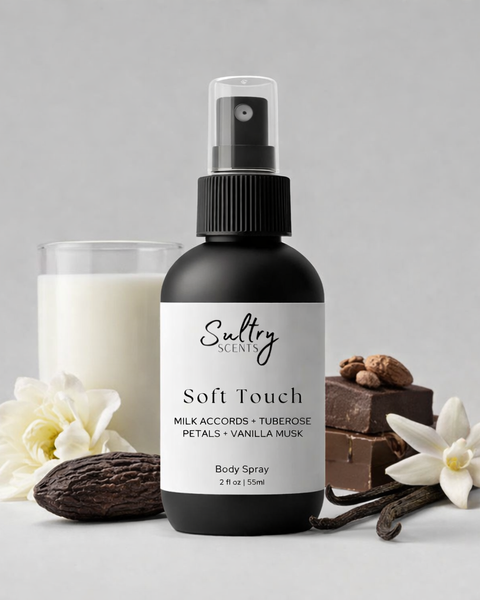 Sultry Scents Soft Touch Body Spray with Milk Accords and Tuberose inspired by blanche bete
