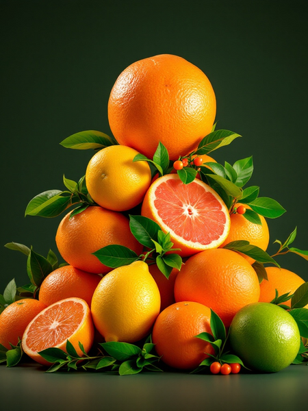 Blue Capri Volcano inspired soap Serendipity surrounded by fresh citrus fruits and green leaves