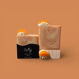 Blue Capri Volcano inspired soap Serendipity in a creamy swirl design with citrus accents