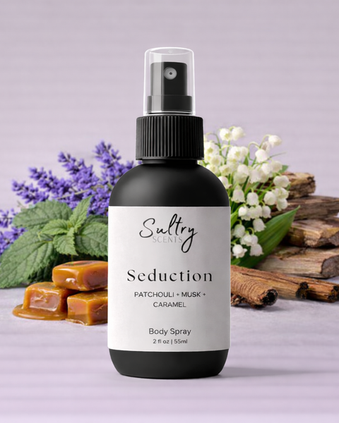 Sultry Scents Seductive Body Spray inspired by Diva featuring patchouli, musk, and caramel notes
