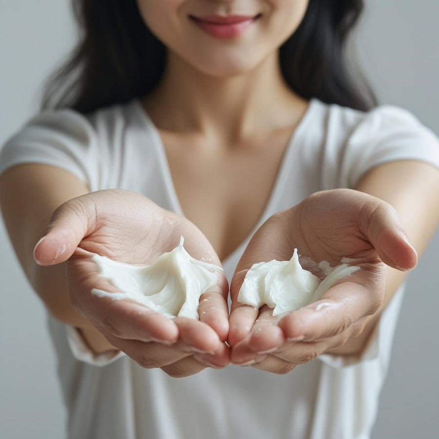 Woman holding Sultry Scents Boujee Butter Body Cream Inspired by Diva Scent in both hands showing creamy texture