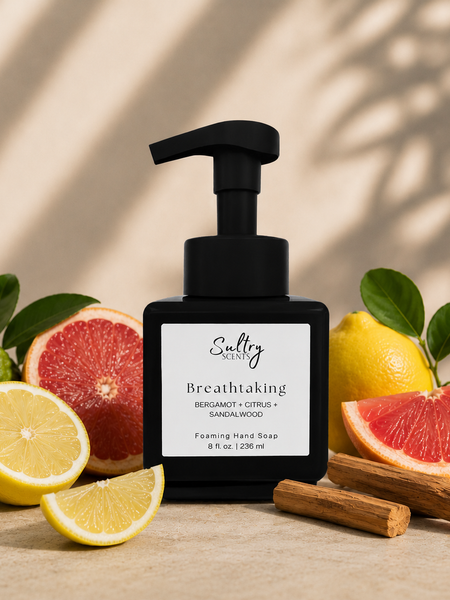 Sultry Scents Breathtaking citrus sandalwood foaming hand soap with scent notes of citrus, bergamot and sandalwood
