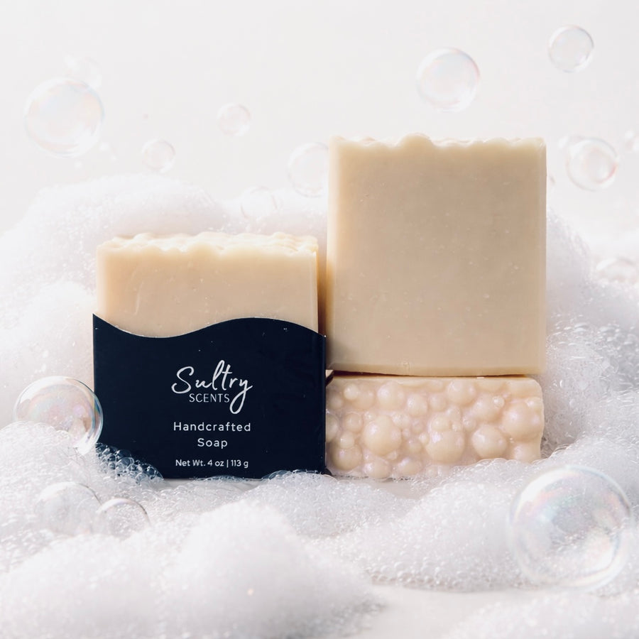 Sultry Scents handcrafted soap bar with silk, inspired by bubble bath for a luxurious cleanse