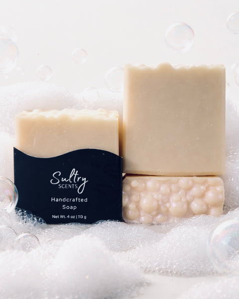 Sultry Scents handcrafted soap bar with silk, inspired by bubble bath for a luxurious cleanse